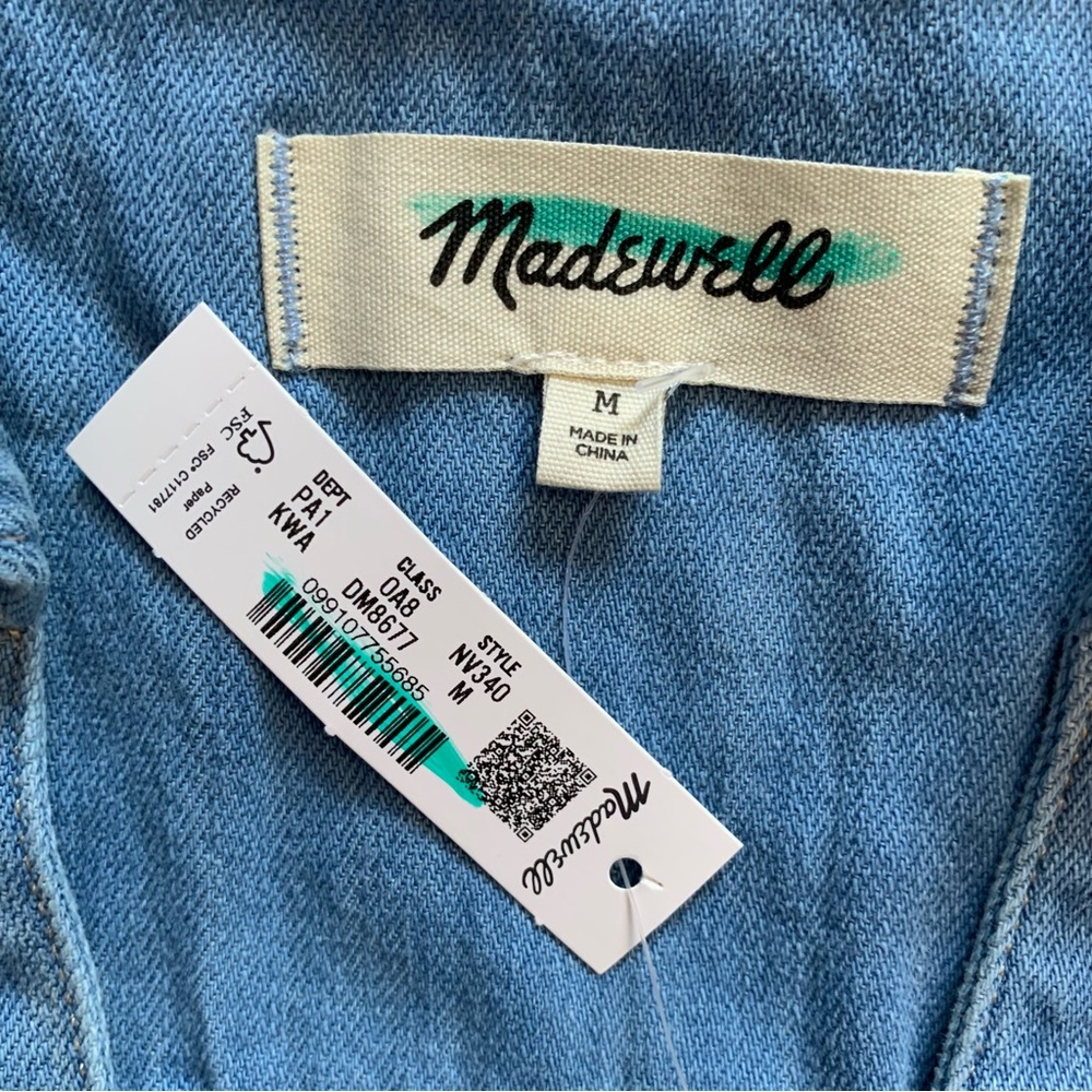 Madewell Denim Tunic Dress in Kelleyville Wash Size Medium NWT Blue Jean Dress - Picture 11 of 17